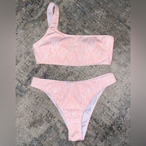 Cabana Del Sol Pink Zebra Print One-Shoulder Bikini Set size medium